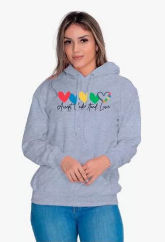 Moletom Liso Feminino Estampado Love Corações