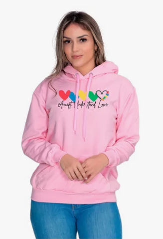 Moletom Liso Feminino Estampado Love Corações