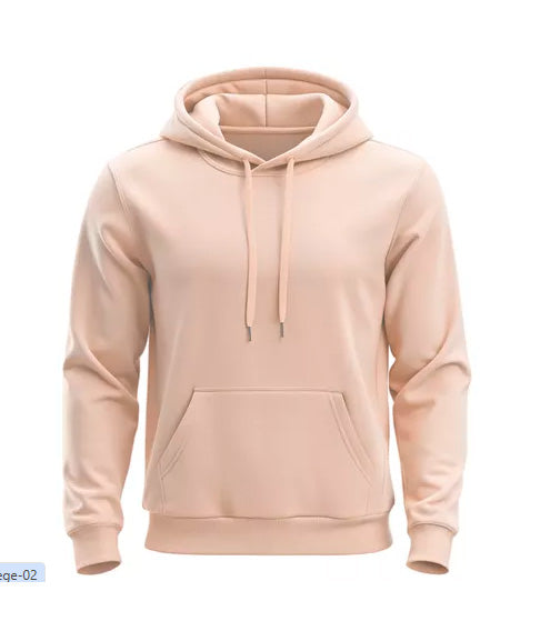 Moletom Liso Masculino Flanelado Blusa De Frio Com Capuz Bege