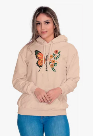 Moletom Liso Feminino Estampado Borboleta Coração