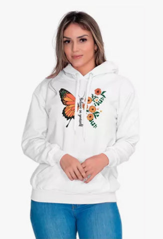 Moletom Liso Feminino Estampado Borboleta Coração