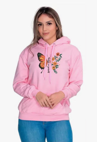 Moletom Liso Feminino Estampado Borboleta Coração