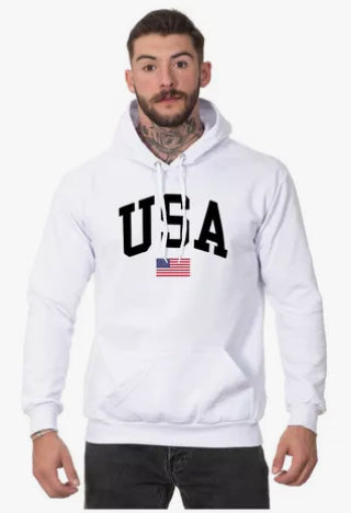 Moletom Flanelado Unissex Estampado USA Branco