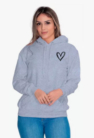 Moletom Liso Feminino Estampado Coração