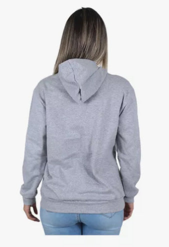 Moletom Liso Feminino Flanelado Blusa De Frio Com Capuz Bege