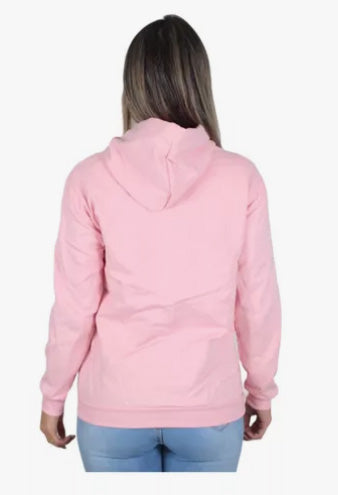 Moletom Liso Feminino Flanelado Blusa De Frio Com Capuz Bege