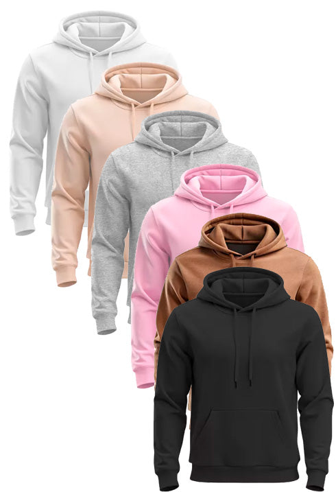 Kit 3 Moletom Liso Casual Blusa De Frio Flanelado Canguru