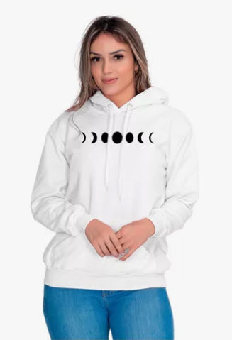 Moletom Liso Feminino Estampado Fases da Lua