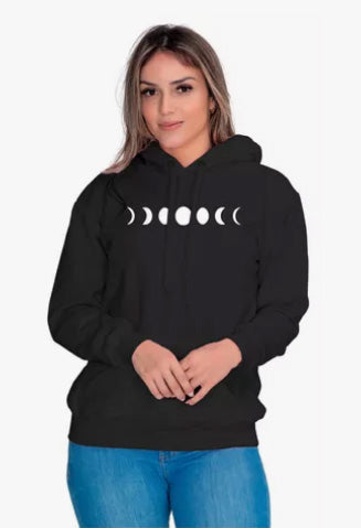Moletom Liso Feminino Estampado Fases da Lua