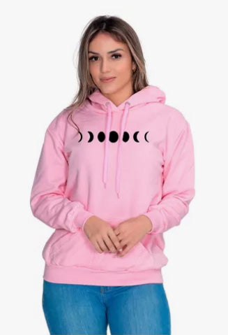 Moletom Liso Feminino Estampado Fases da Lua
