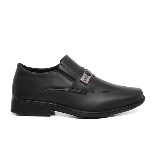 Sapato Social Infantil sapatinho masculino couro sintético casamento uniforme preto fosco