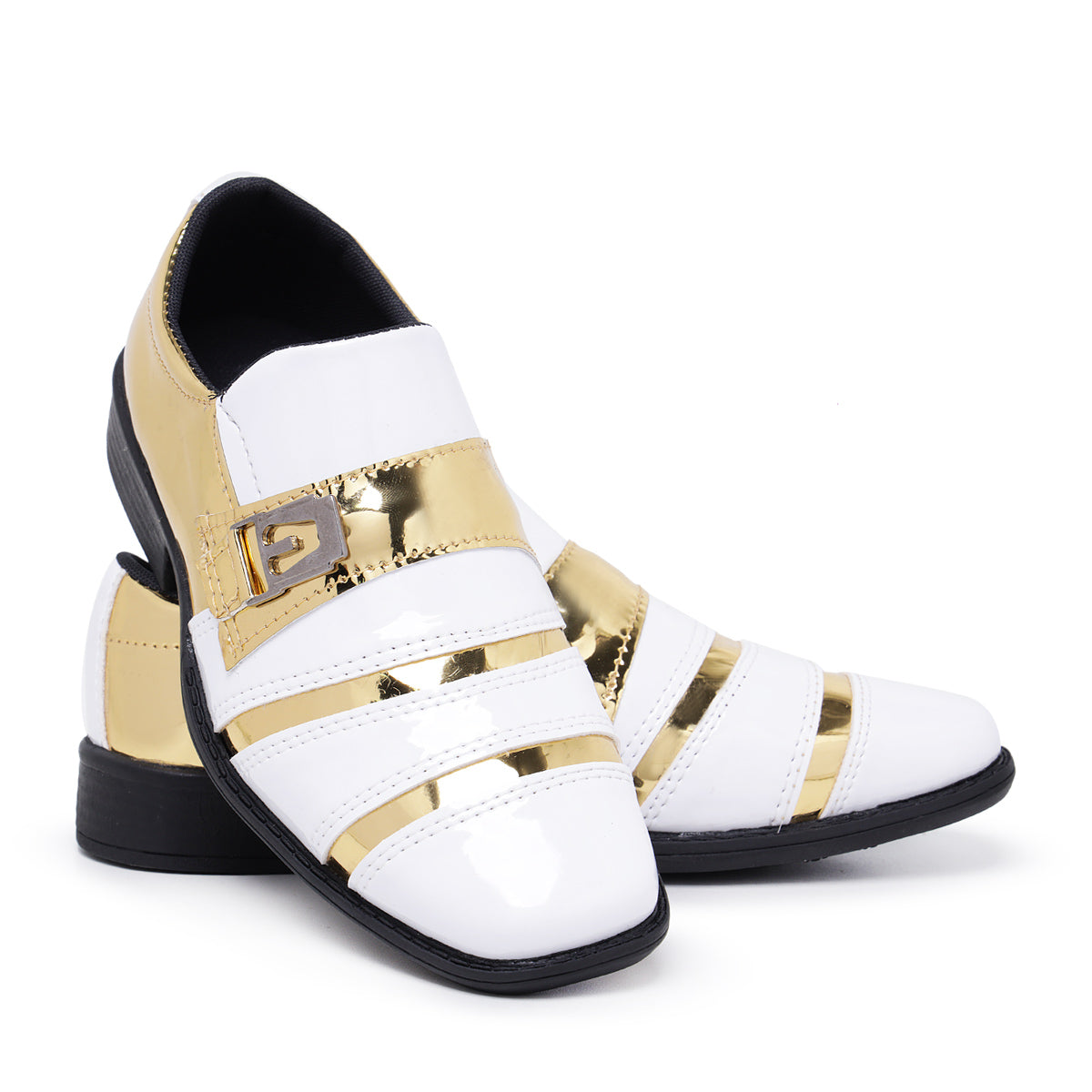 Sapato Social Infantil Branco com Dourado