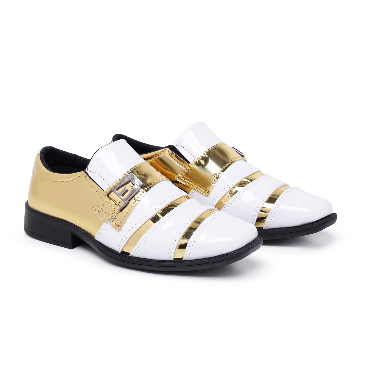 Sapato Social Infantil Branco com Dourado