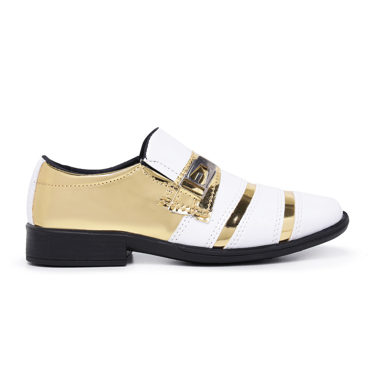 Sapato Social Infantil Branco com Dourado