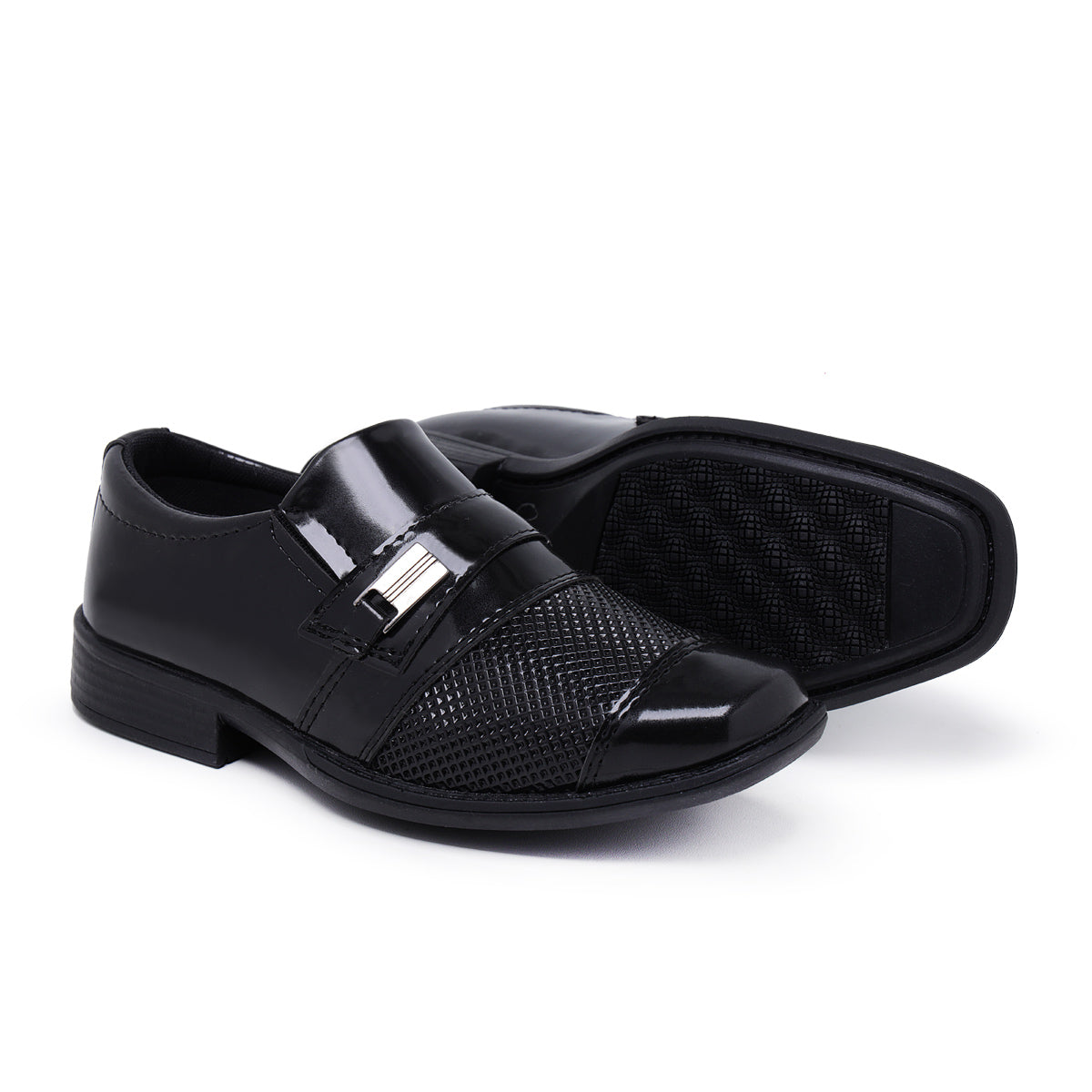 Sapato Social Infantil sapatinho masculino couro sintético casamento uniforme verniz preto