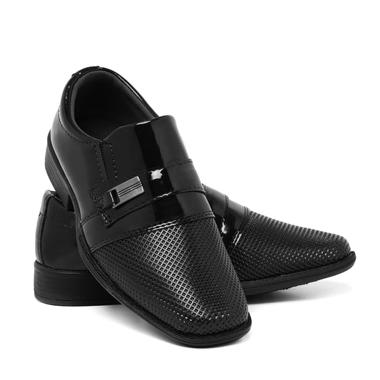 Sapato Social Infantil sapatinho masculino couro sintético casamento uniforme preto 2