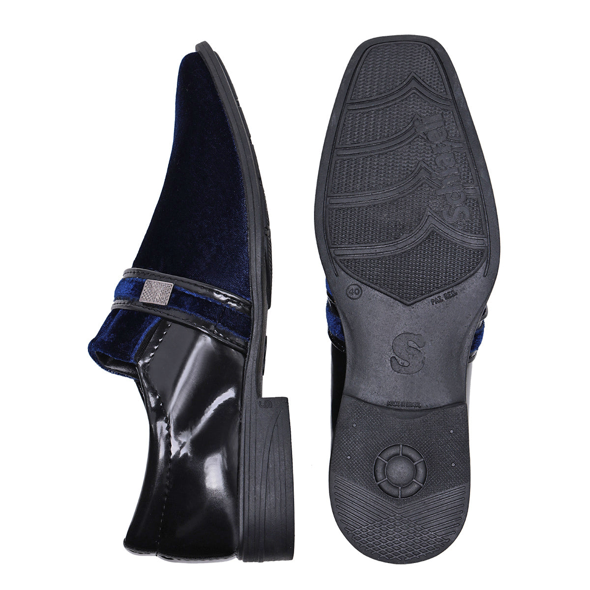 Sapato Social masculino moderno casamento brilhoso elegante verniz sintético italiano Vegano Azul