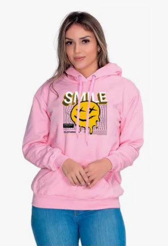 Moletom Liso Feminino Estampado Smiles