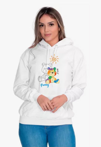 Moletom Liso Feminino Estampado Ursinho Funny